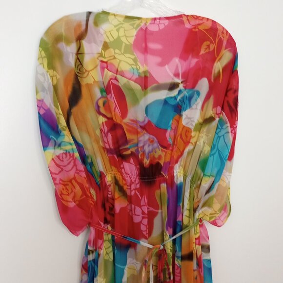 London Times Sheer Boho Floral Maxi Coverup - Picture 6 of 7